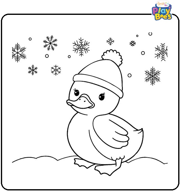 Winter Duck Coloring Page