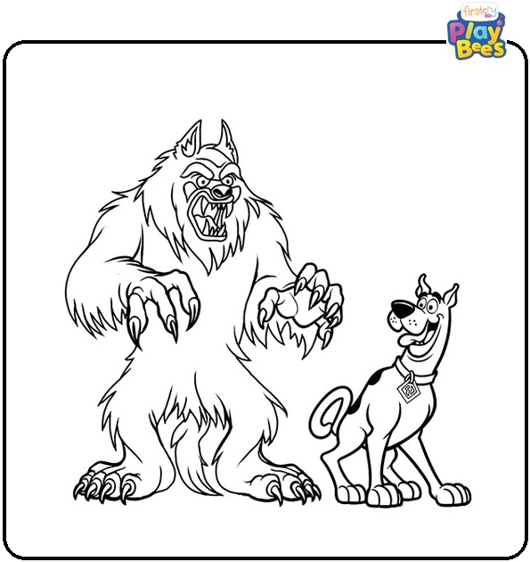 Wolfman Scaring Scooby Doo Coloring Page