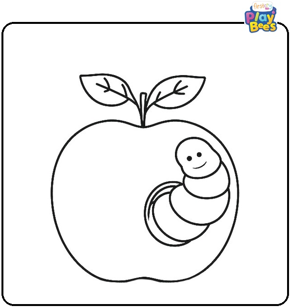 Worm Coming Out of Apple Coloring Pages