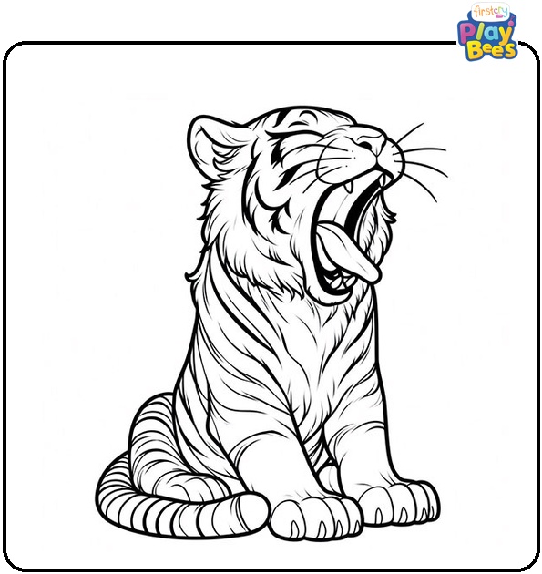 Yawning Tiger Coloring Page