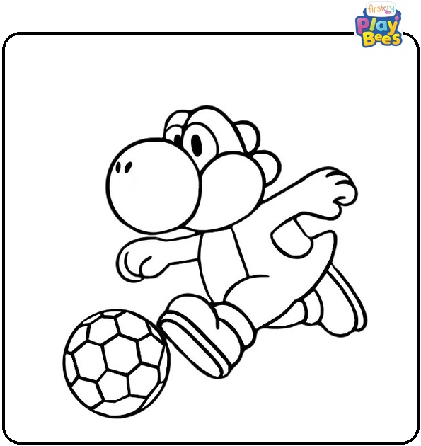 Yoshi Playing Soccer Coloring Page