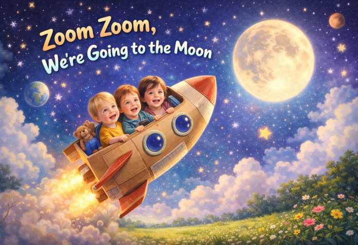 Zoom Zoom, We’re Going to the Moon Nursery Rhyme With Lyrics