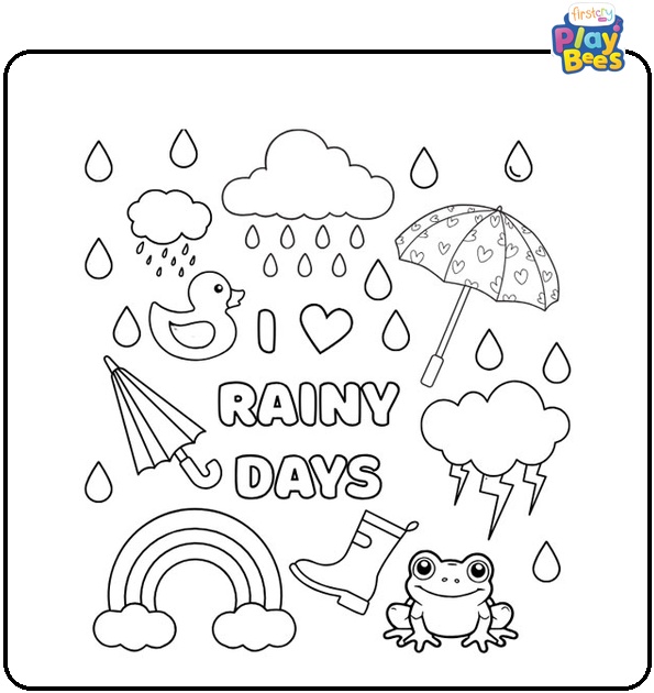 I Love Rainy Days Coloring Page
