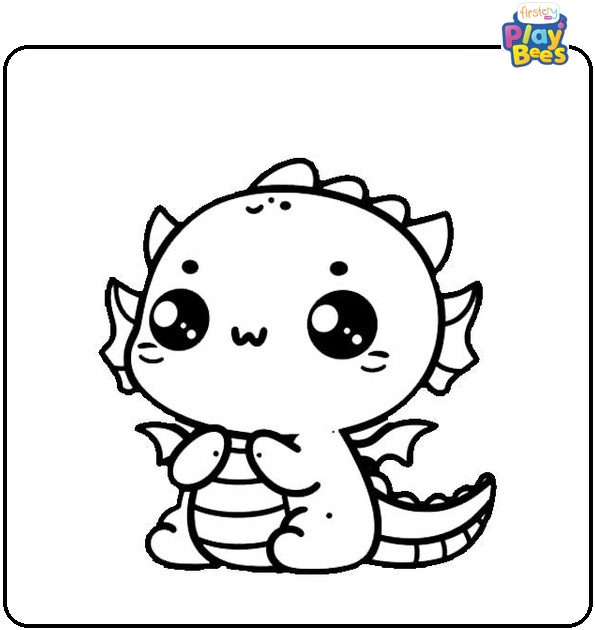 Kawaii Dragon Colouring Page