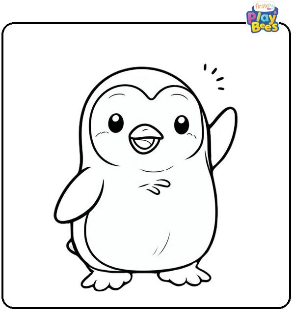 Waving penguin Coloring Page
