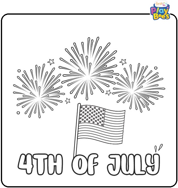 4th of July Fireworks Coloring Page
