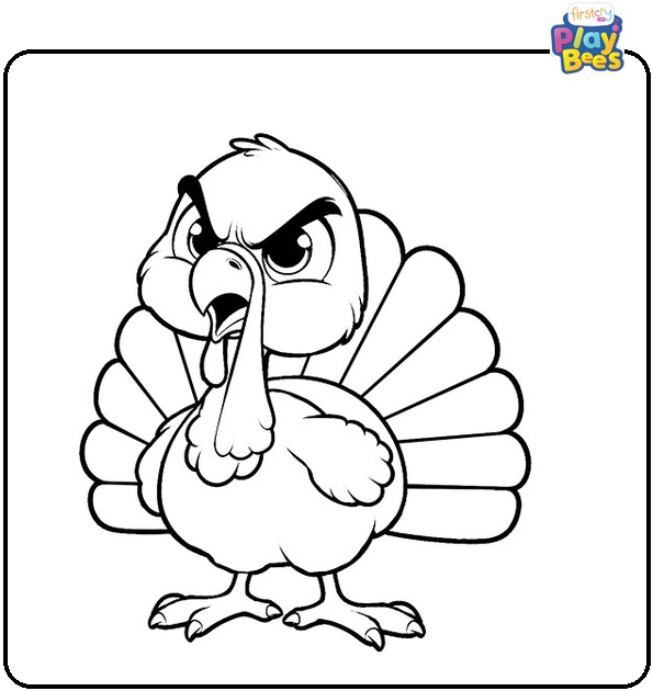 Angry Turkey Colouring Page