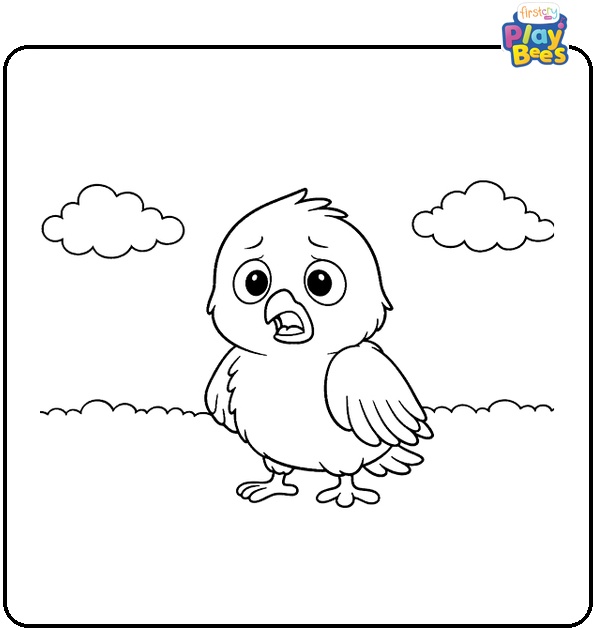 Anxious Bird Surrounded By Leaves Coloring Page