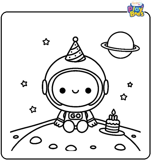 Astronaut Birthday Coloring Page Astronaut Birthday Coloring Page