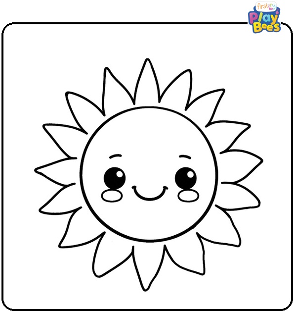 August Smiling Sun Coloring Page