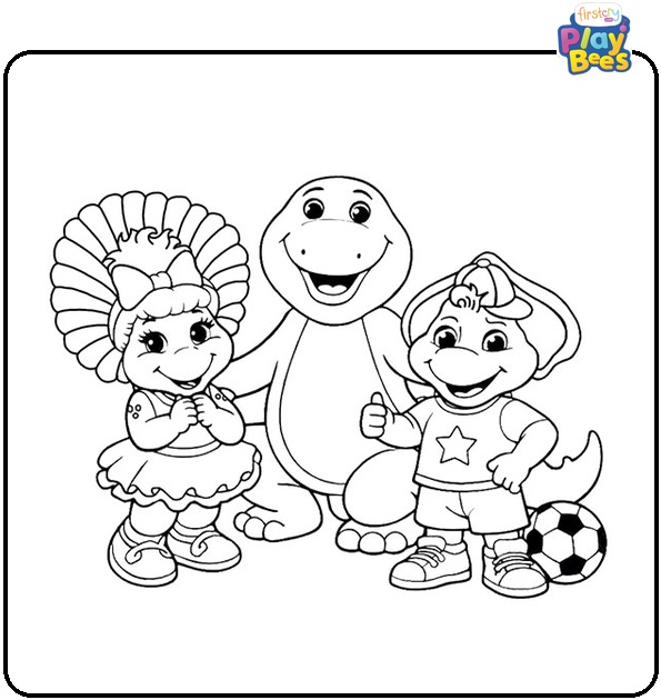 Baby Bop and Bj with Barney Coloring Page