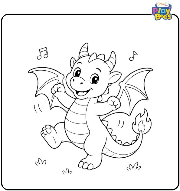 Baby Charizard Dancing Colouring Page