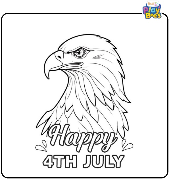 Bald Eagle Themed 4th of July Coloring Page