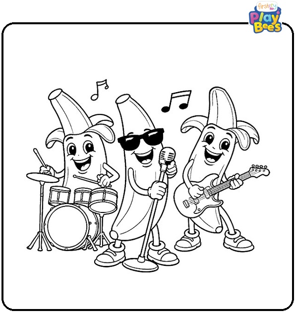 Banana Band Coloring Page