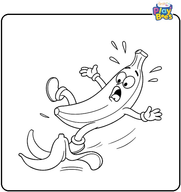 Banana Slipping on Its Own Peel Coloring Page