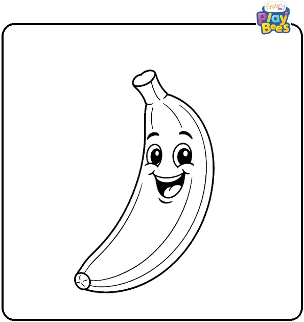 Banana with a Smiling Face Coloring Page
