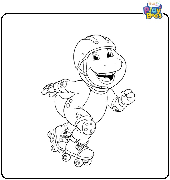 Barney Doing Roller-skates Coloring Page