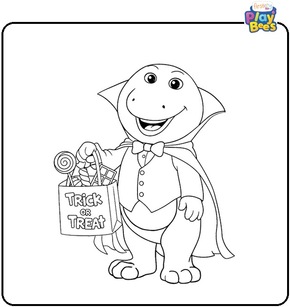 Barney Dressed As a Vampire Coloring Page