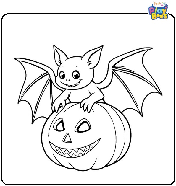 Bat Carrying Jack O Lantern Coloring Page