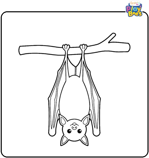 Bat Hanging on a Tree Coloring Page