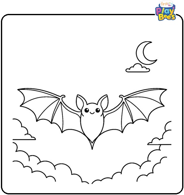 Bat in the Sky Coloring Page