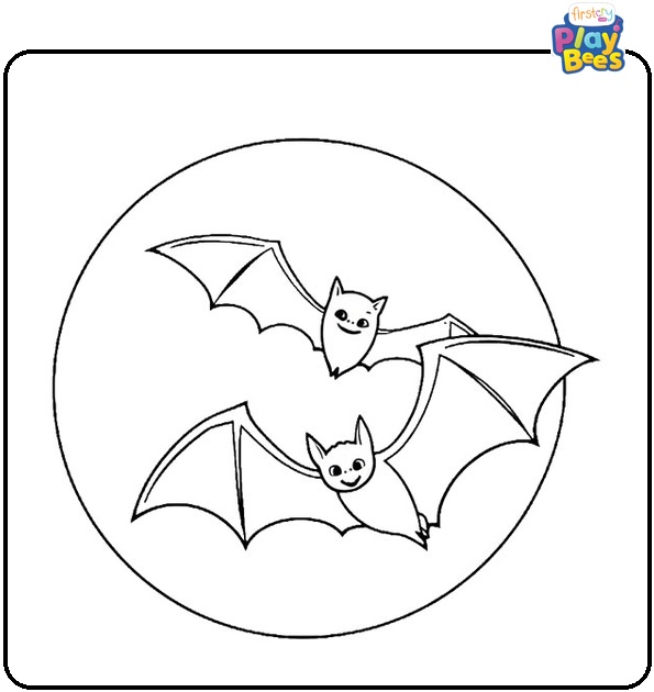 Bats & Moon Coloring Page