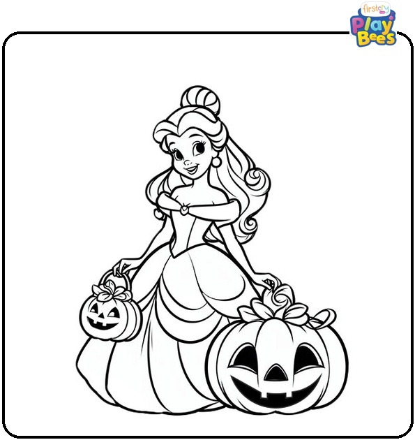 Belle's Disney Halloween Coloring Page Belle's Disney Halloween Coloring Page