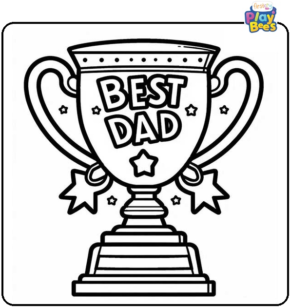 Best Dad Trophy Coloring Page