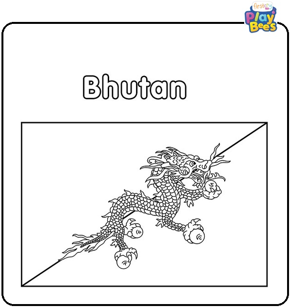 Bhutan Flag Coloring Page
