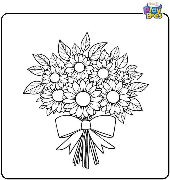 Bouquet Of Sunflowers Coloring Page