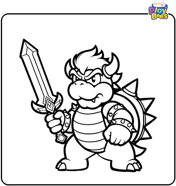 Bowser Took Up His Swords Coloring Page