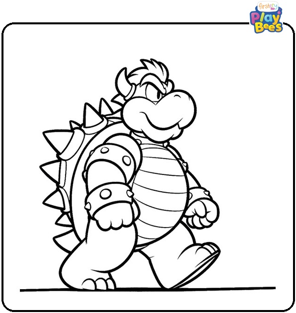 Bowser Walking Forward Coloring Page