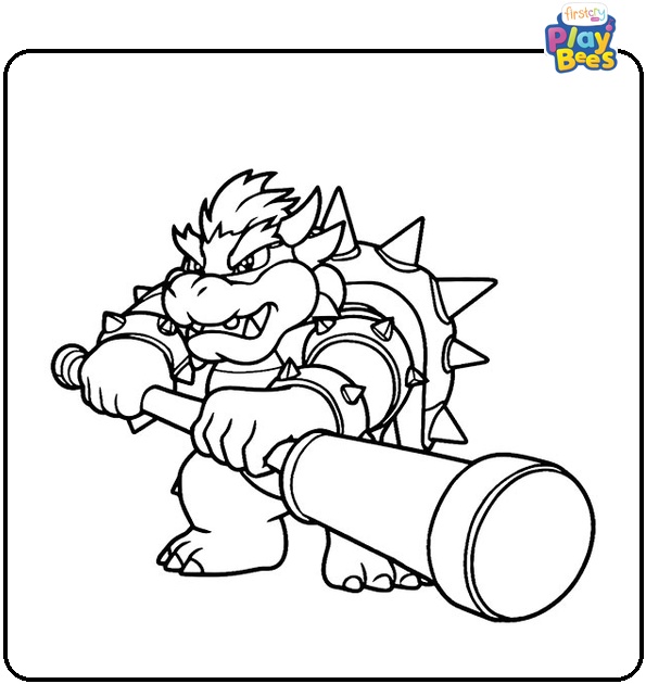 Bowser Wielding Club Coloring Page
