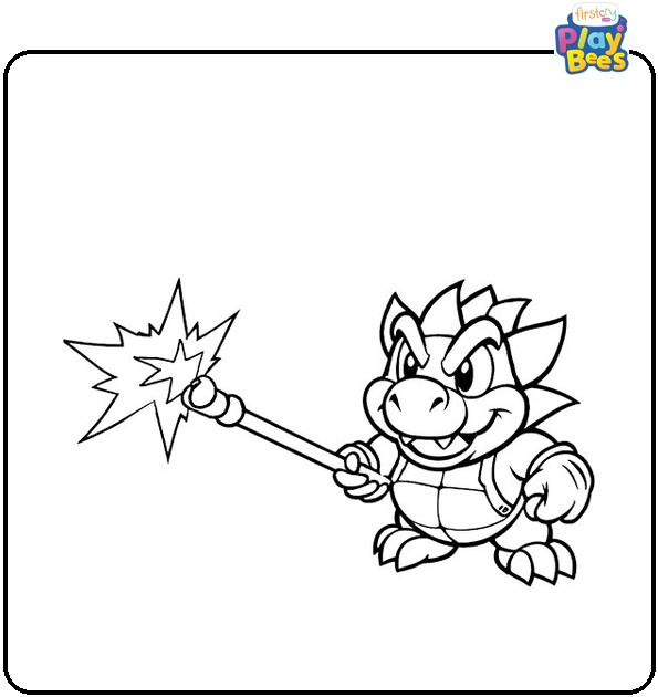 Bowser With A Magic Wand Coloring Page