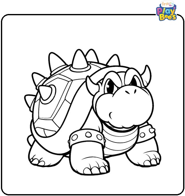Bowser With Turtle Shells Coloring Page