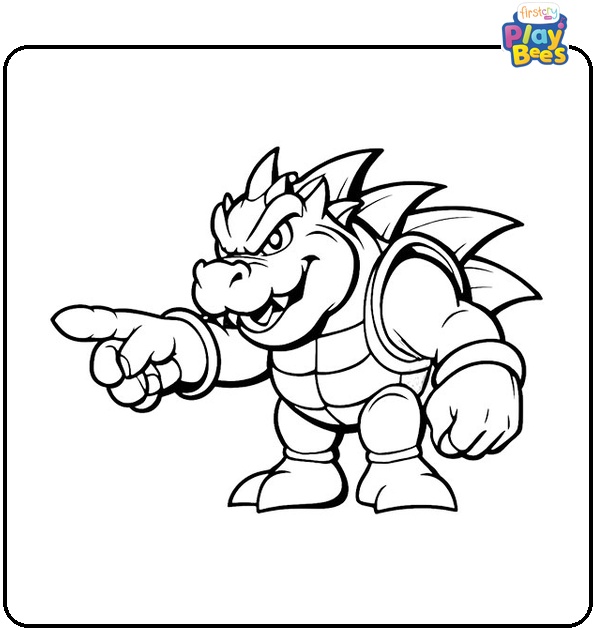 Bowser is Pointing Coloring Page