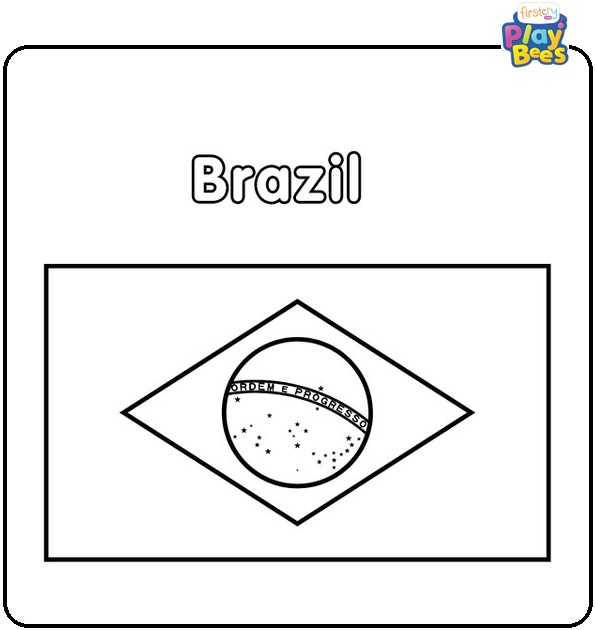 Brazil Flag Coloring Page