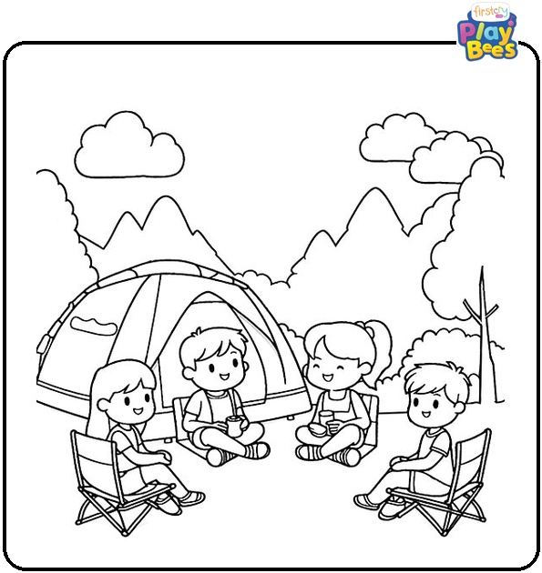 Camping in July Coloring Page