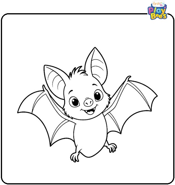 Cartoon Baby Bat Flying Coloring Page