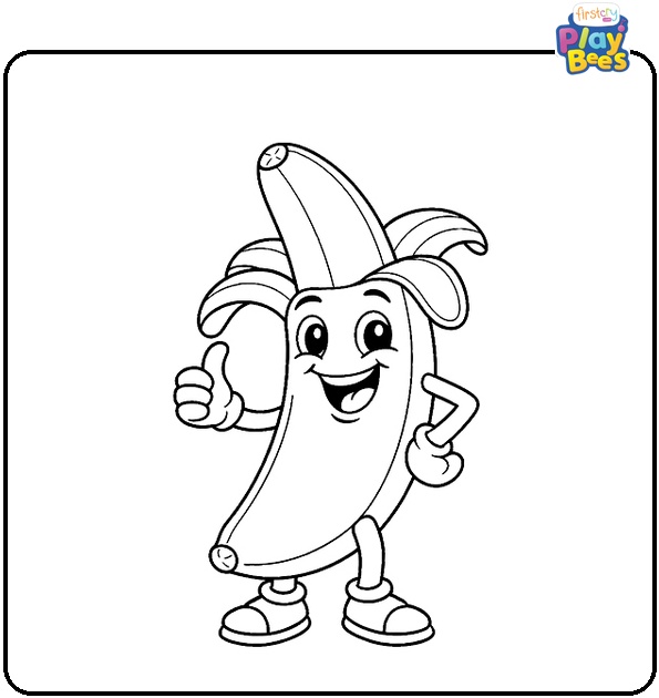 Cartoon Banana Coloring Page