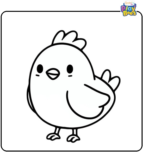 Cartoon Chicken Coloring Page