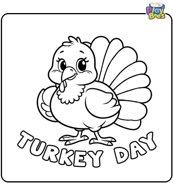 Cartoon Turkey Colouring Page
