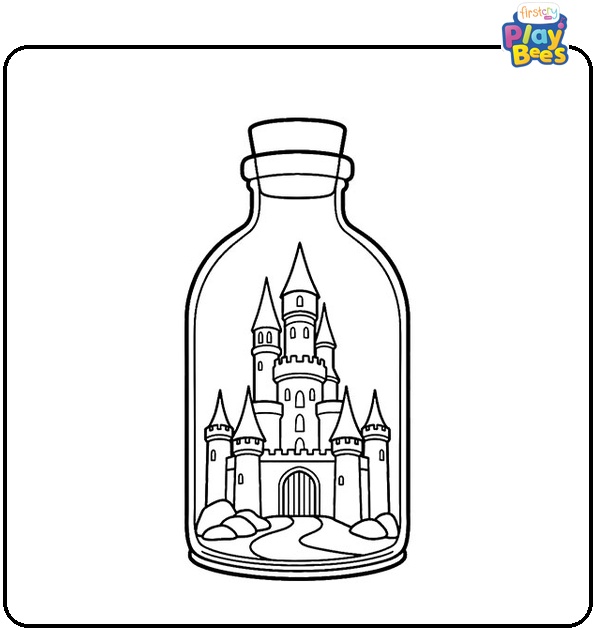 Castle in a Bottle Colouring Page