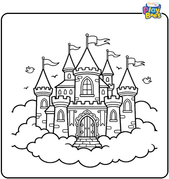 Castle in the Clouds Colouring Page
