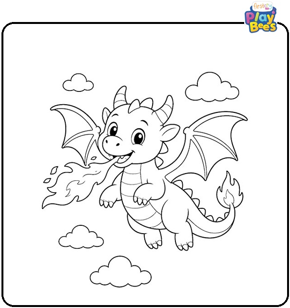 Charizard Breathing Fire In The Sky Colouring Page