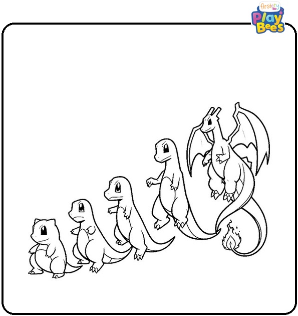 Charizard Evolution Colouring Page