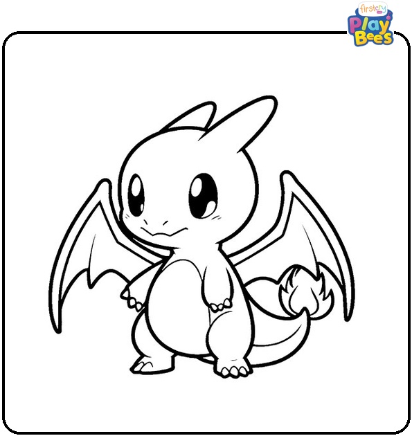 Chibi Charizard Colouring Page