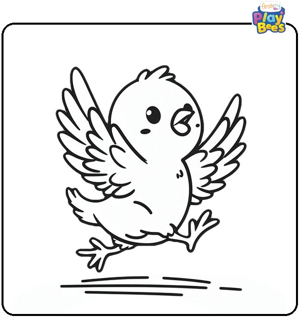 Chick Trying to Fly Coloring Page