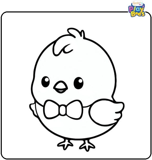 Chick Wearing a Bow Tie Coloring Page