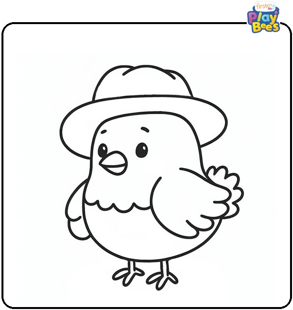 Chicken with a Hat Coloring Page